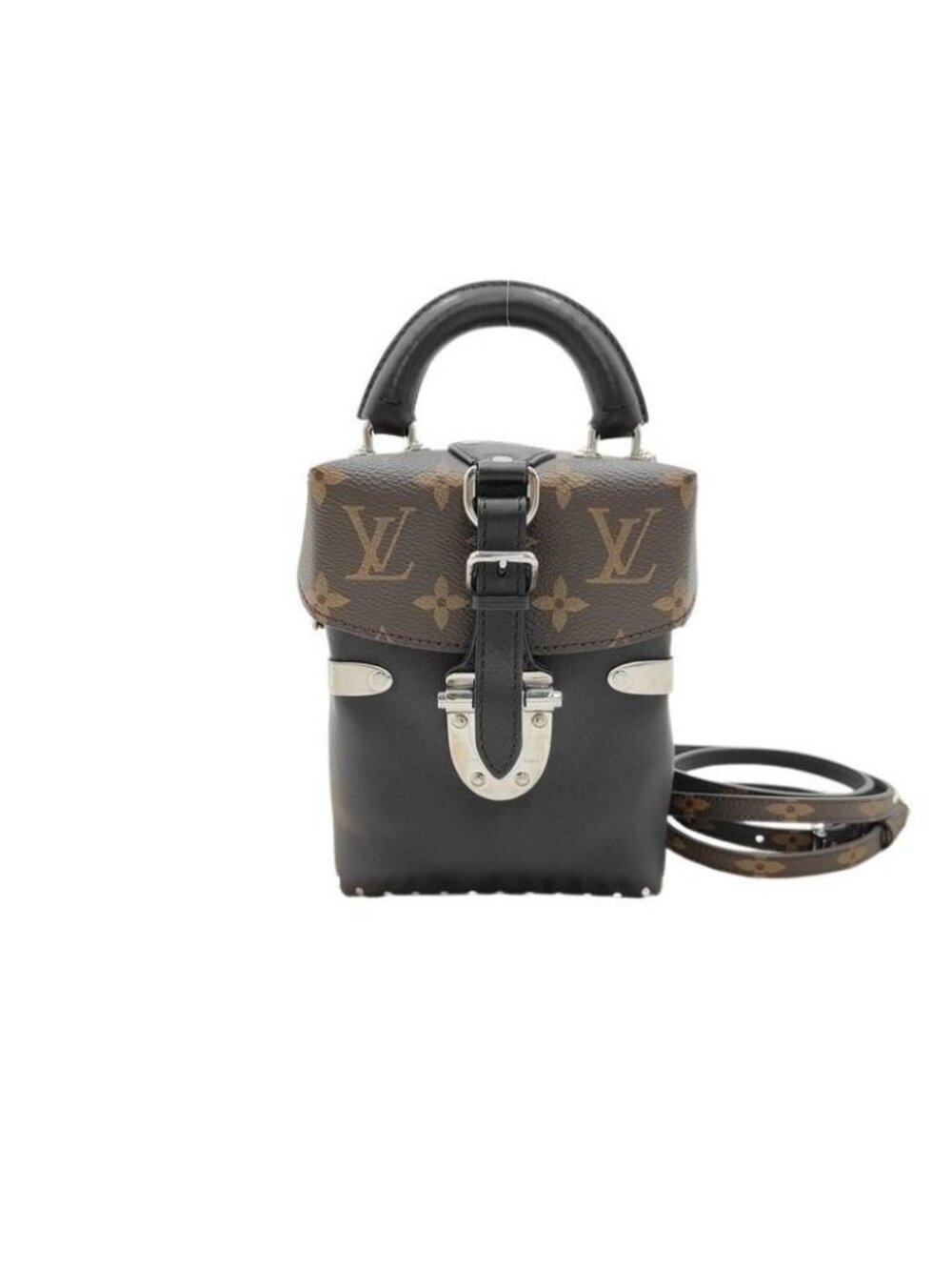 Louis Vuitton Camera Box Brown Black Monogram Leather 2-Way Shoulder Bag Studs